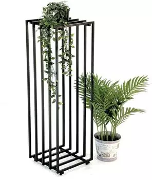 DanDiBo Blumenst&auml;nder Metall Schwarz Eckig, Beistelltisch (96609)