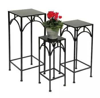 DanDiBo Blumenhocker Metall Schwarz Eckig 50-70cm 3er Set (96132)