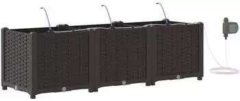 vidaXL Pflanzk&auml;sten mit Bew&auml;sserungssystem 3 Stk., braun, Stahl, 120x40x37,5cm (42002823)