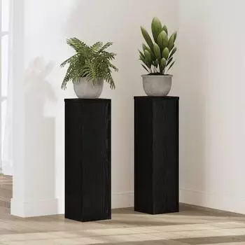 vidaXL Pflanzenst&auml;nder 2er-Set, Holzwerkstoff, schwarze Eiche, 17x17x60cm (869233)