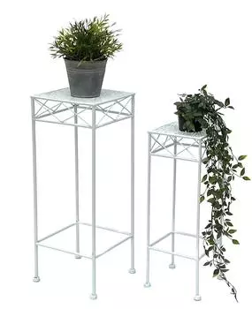 DanDiBo Blumenhocker eckig, wei&szlig;, Metall, 2er-Set (96314)