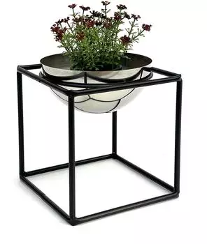 DanDiBo Blumenhocker mit Topf, Metall, schwarz/silber, 20cm (96256 S)