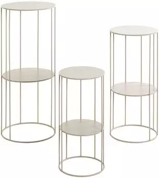 HAKU Blumens&auml;ulen 3er-Set Metall, Kaschmirgrau, 45/57/70cm (54182)