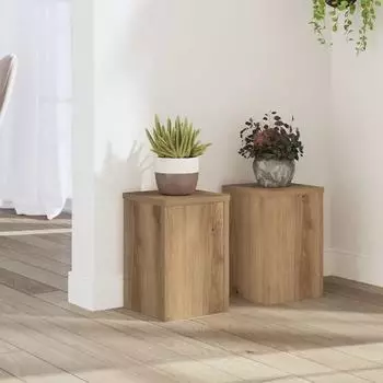 vidaXL Pflanzenst&auml;nder 2 Stk. Artisan-Eiche 20x20x30cm Holzwerkstoff (852905)