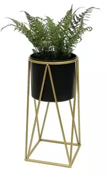 DanDiBo Blumenhocker mit Topf Metall Gold Schwarz 47cm (96046)
