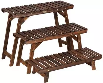 Costway Blumentreppe 3-teilig, Holz, freistehend (GT3516)
