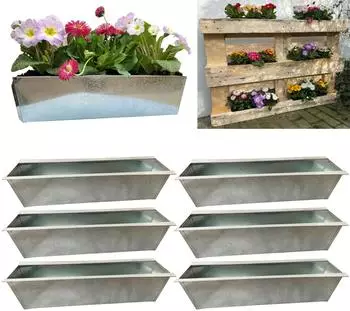 Hossi's Wholesale Blumenkasten Europaletten-Einsatz verzinktes Metall 38cm, 6er-Set