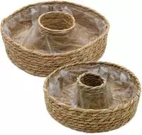 Seegras Pflanzring Natur 2er Set Mit Folie - 34 / 27 Cm - Naturfaser...