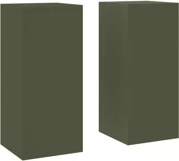 vidaXL Pflanzenst&auml;nder S&auml;ule Stahl Olivgr&uuml;n 24x24x55cm 2er-Set