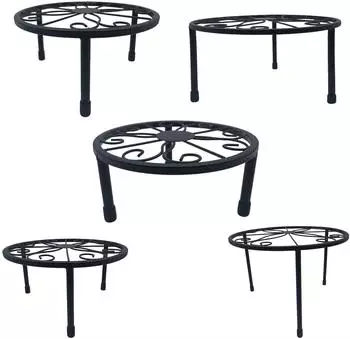 Relaxdays Blumenst&auml;nder Set, rund, schwarz, 5er-Set