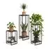 Spetebo Blumenständer 3er Set Metall rechteckig 55/75/95cm pulverbeschichtet, Schwarz