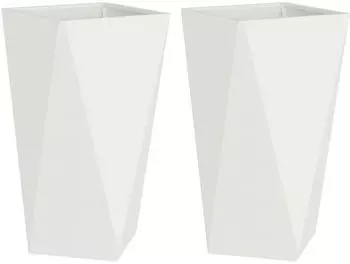 vidaXL Pflanzk&uuml;bel 2er-Set wei&szlig; 40x40x75cm Stahl (883783)