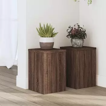 vidaXL Pflanzenst&auml;nder 2er-Set Holzwerkstoff Braun Eiche 20x20x30cm (852903)