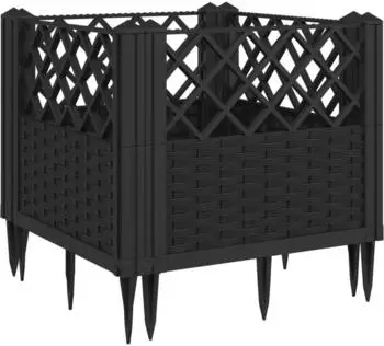 vidaXL Pflanzkasten mit Erdspie&szlig;en schwarz 43,5x43,5x43,5cm PP (368007)