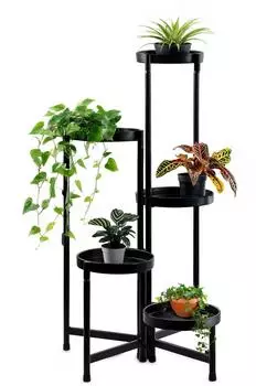 Spetebo Pflanzenst&auml;nder 5 Etagen klappbar, Metall, schwarz, 80x47cm (4324)
