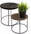 Spetebo Blumenhocker rund 2er-Set mit dunkler Tischplatte, Holz (2585)