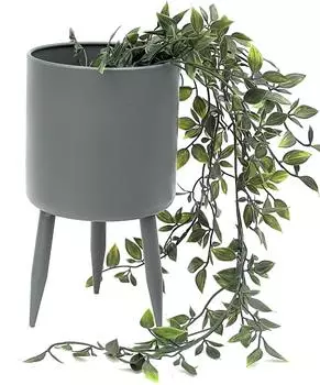 DanDiBo Blumentopf mit F&uuml;&szlig;en Metall Grau 27cm (96260 L)