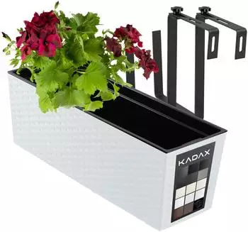 Kadax Blumenkasten Kunststoff Rattanmuster weiß 18,5x56cm