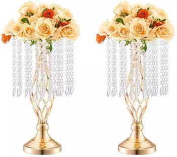VEVOR Blumenst&auml;nder Kristallglas, gold, 43cm, 20 STK (LJL-03)