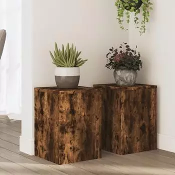 vidaXL Pflanzenst&auml;nder 2er-Set Holzwerkstoff r&auml;uchereiche 25x25x35cm (852910)