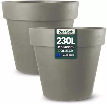 Kreher XXL Blumenk&uuml;bel mit Rollen, rund, braun, 2er-Set (&Oslash;79/58cm)