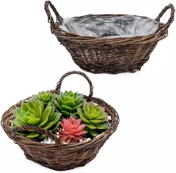 Spetebo Pflanzschale Rattan Naturfaser &Oslash;30cm, 2er-Set (4837)