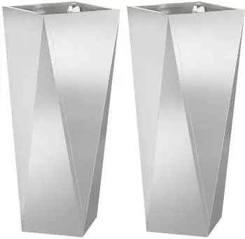 vidaXL Pflanzk&uuml;bel 2er-Set, Edelstahl, silber, 30x30x75cm (883775)