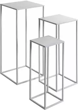 HAKU Blumens&auml;ulen 3er Set, Metall, coolgrey (54187)