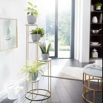 Finebuy Blumens&auml;ule Marmor wei&szlig;, 36,5x107,5x36,5cm (FB82265)