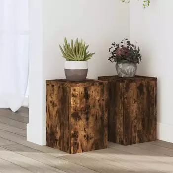 vidaXL Pflanzenst&auml;nder 2 Stk. Holzwerkstoff, r&auml;uchereiche, 20x20x30cm (852901)