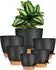 LuxusKollektion iDattel Blumentopf-Set mit Untersetzer, Selbstbewässerung, Kunststoff, schwarz, 6er-Set