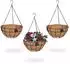 Relaxdays Blumenampel 3er-Set, Metall und Kokos, 31x48x31cm
