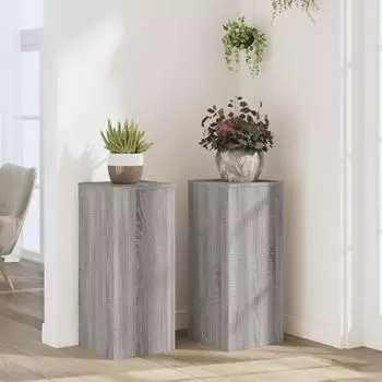 vidaXL Pflanzenst&auml;nder 2er-Set grau Sonoma Holzwerkstoff 30x30x70cm (852929)