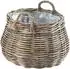 kobolo Pflanzkorb rund aus Rattan mit Folie, grau (XXL)