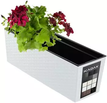 Kadax Blumenkasten mit Einsatz, Rattanmuster, weiß, 18x56cm (K3874)