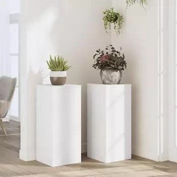 vidaXL Pflanzenst&auml;nder 2 Stk., wei&szlig;, 30x30x70cm, Holzwerkstoff (852924)