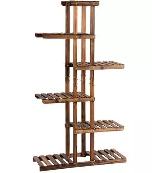 Costway Pflanzenregal 6-st&ouml;ckig, Tannenholz, 75x25x140cm