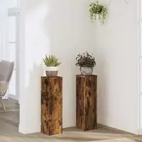 vidaXL Pflanzenst&auml;nder 2 Stk. R&auml;uchereiche 17x17x60 cm Holzwerkstoff