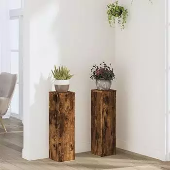 vidaXL Pflanzenst&auml;nder 2er-Set R&auml;uchereiche 17x17x60cm Holzwerkstoff (852937)