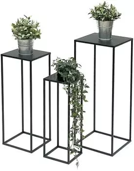 DanDiBo Blumenhocker 3er Set, Metall, schwarz, eckig (96315)