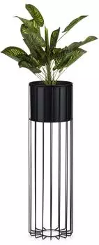 HowHomely LOFT Blumenständer mit Übertopf, Metall, schwarz, 70cm (HH-ML-01-B)