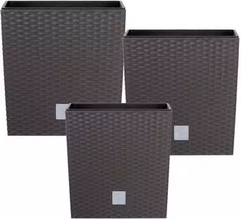 Botle Pflanztöpfe 3er-Set Rattan-Optik Trapez mit Pflanzeinsatz 22+26+32cm (PRO-DRTS225L-DRTS265L-DRTS325L-440U)