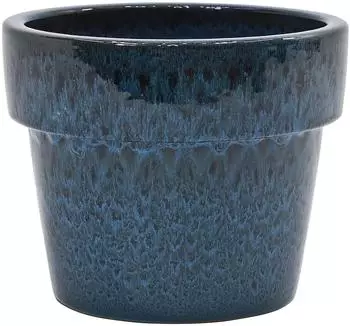 Dehner Irakolin Blumentopf rund, Keramik glasiert, blau