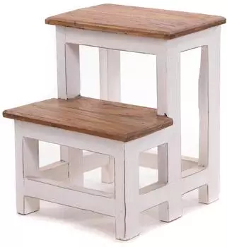 Xtradefactory Pflanzentreppe Step zweistufig, Altholz, wei&szlig;, 46x37x37cm