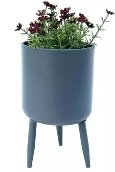 DanDiBo Blumentopf mit Beinen, Metall, grau, 17cm (9626017)