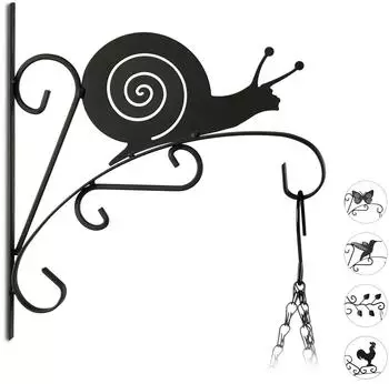Relaxdays Blumenhaken Schnecken-Motiv, schwarz, 3er-Set