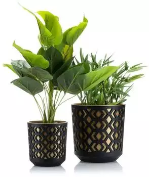 OEM Blumentopf-Set ethnisch, schwarz und gold (qubuss_5907600435155)