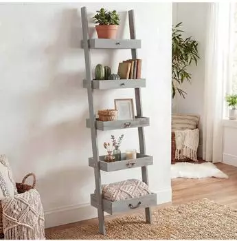 MCW Standregal T69 5 Ablagen Shabby-Look grau, Holz, 43x169x32cm (800000678504)