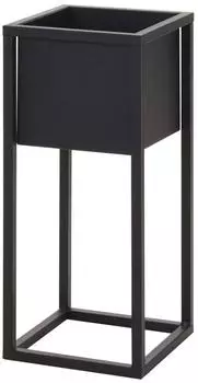 Spetebo Blumentopfst&auml;nder eckig, schwarz, 50cm, mit Topf (27081)