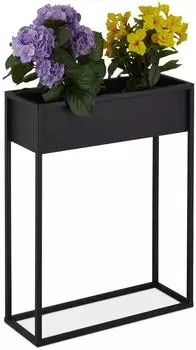 Relaxdays Blumenst&auml;nder rechteckig, Metall, schwarz, 70x55x20cm (10039473)